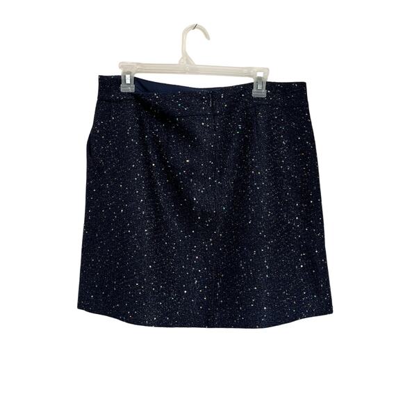 Loft Navy Blue Sparkle Tweed Mini Skirt Size 12 Classic Holiday Work Party - Picture 3 of 9